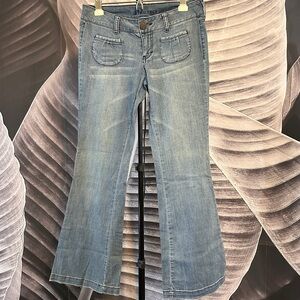 Degree 90s Y2K Size 7 Low Rise Flare Jeans Pale Wash Wide Leg
